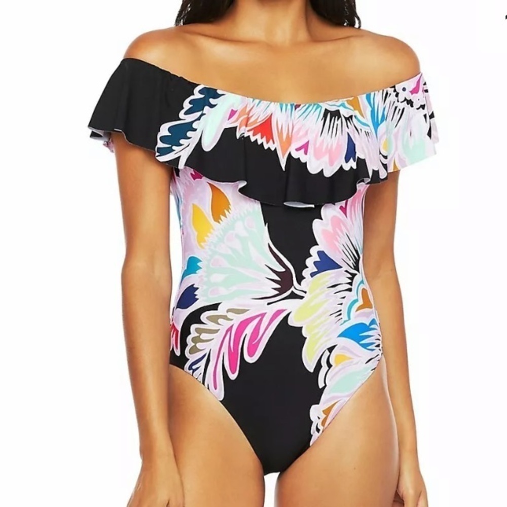 TRINA Turk Seychelles Off the Shoulder Swimsuit